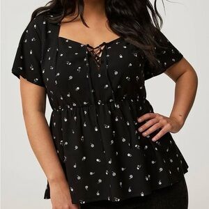 Torrid Babydoll Lace-Up Top